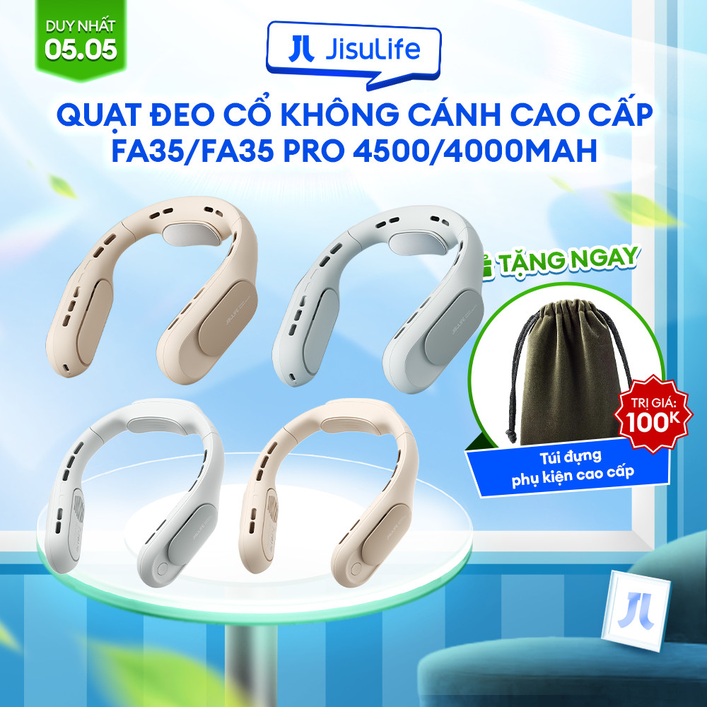 Ảnh Quạt Đeo Cổ Không Cánh Cao Cấp JISULIFE FA35/FA35 Pro 4500/4000mAh | Gió Mát 360° | Sử Dụng Đến 20h | Bảo Hành 12 Tháng 1