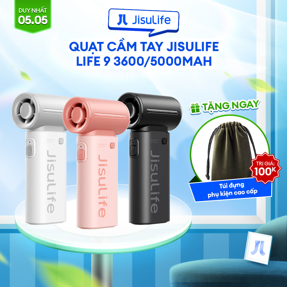 Ảnh Quạt Cầm Tay Mini JISULIFE Life 9 Pin 3600mAh/5000mAh 5 Cấp Độ Gió | Sử dụng Lên Đến 12H | Bảo Hành Chính hãng 12 Tháng 1