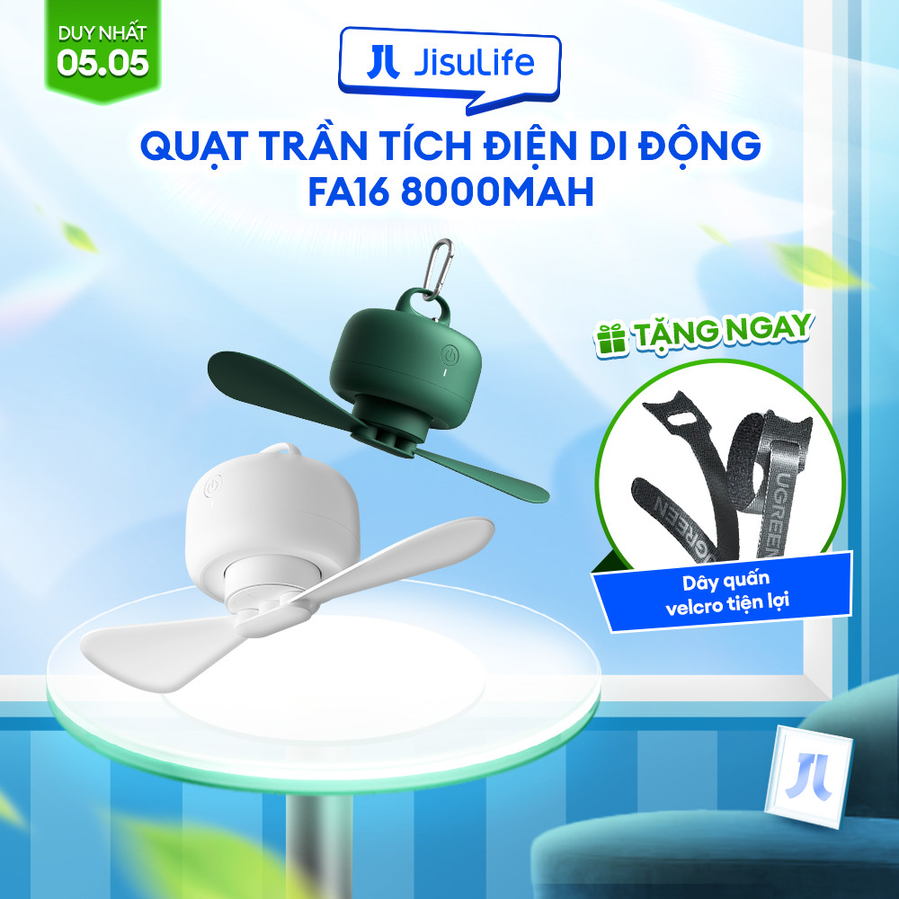 Ảnh Quạt Trần Tích Điện Di Động JISULIFE FA16 8000mAh | Remote Điều Khiển Từ Xa | Sử Dụng Lên Đến 25H | Bảo hành 12 Tháng 1
