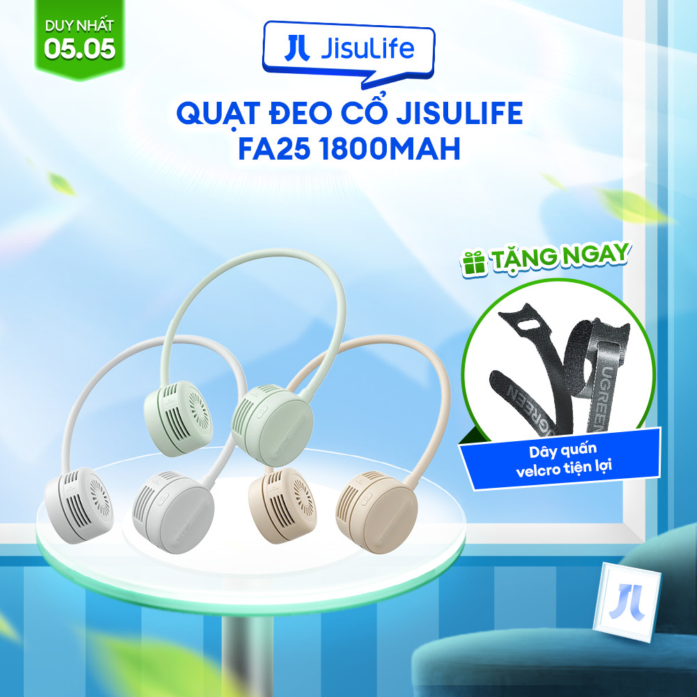Ảnh Quạt đeo cổ JISULIFE FA25 4W 1800mAh không cánh | 4 Cấp độ gió | Uốn dẻo linh hoạt | Sử dụng tới 12H - BH 12 tháng 1