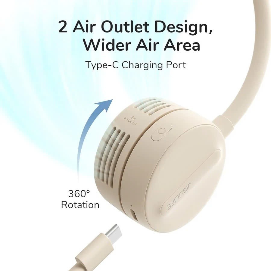 Ảnh Quạt đeo cổ JISULIFE FA25 4W 1800mAh không cánh | 4 Cấp độ gió | Uốn dẻo linh hoạt | Sử dụng tới 12H - BH 12 tháng 4