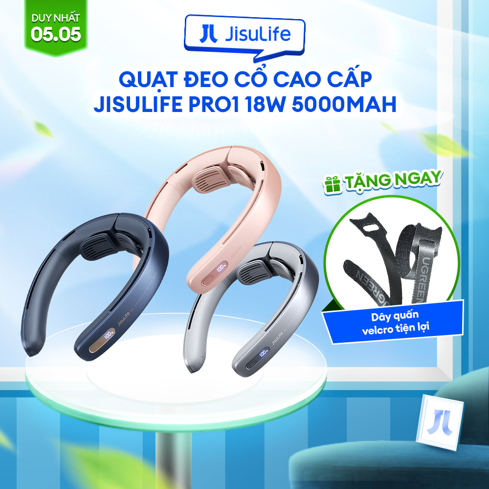 Ảnh Quạt Đeo Cổ Cao Cấp JISULIFE Pro1 Làm Mát 360 Độ | LED Hiển Thị 100 Cấp Gió | Sử Dụng Đến 17H | Bảo Hành Chính Hãng 12Th 1