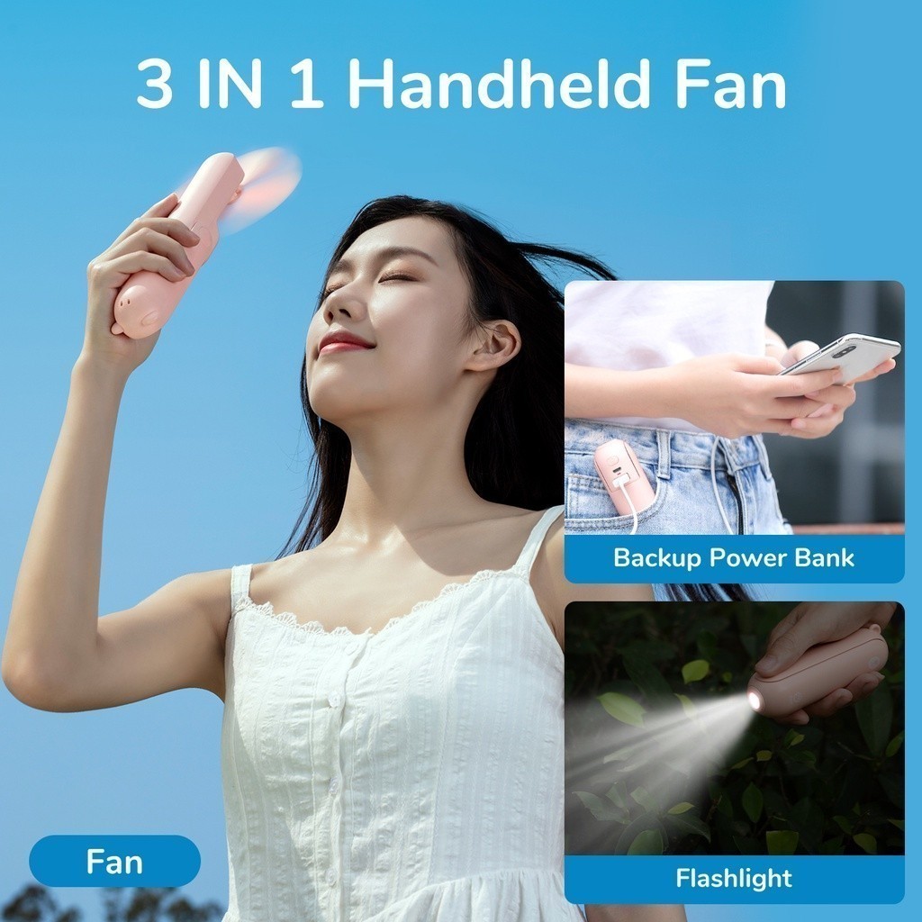 Ảnh Quạt Cầm Tay 3 in 1 JISULIFE F8X Plus 4500mAh Tích Hợp Sạc Dự Phòng - Đèn Pin Siêu Sáng Bảo Hành 12 tháng 3