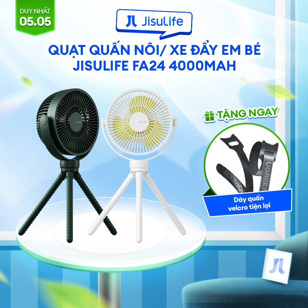 Ảnh Quạt kẹp nôi xe đẩy em bé / quạt quấn JISULIFE FA24 Pin 4000mAh | Sử Dụng Lên Đến 12h | Chính Hãng | Bảo hành 12 tháng 1