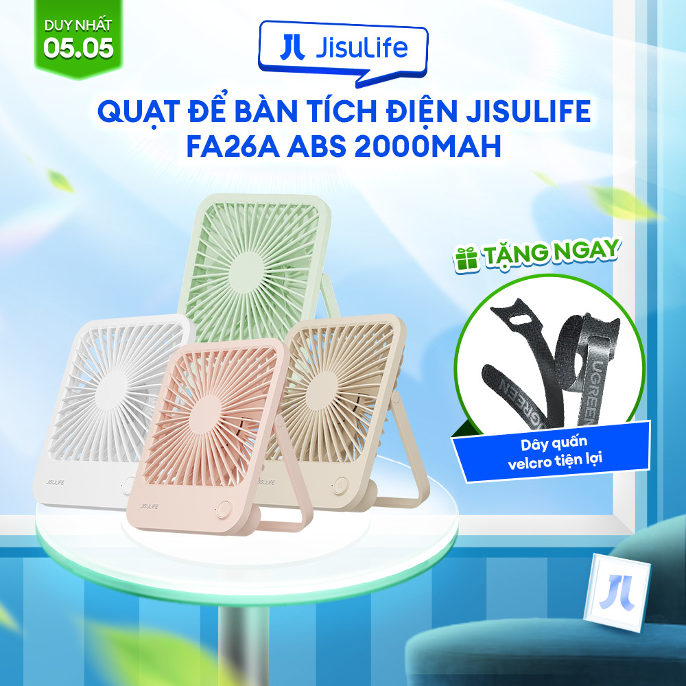 Ảnh Quạt Để Bàn Tích Điện JISULIFE FA26A ABS Xoay 120 Độ - Pin 2000mAh Sử Dụng Lên Đến 6H Chính Hãng - Bảo Hành 12 Tháng 1