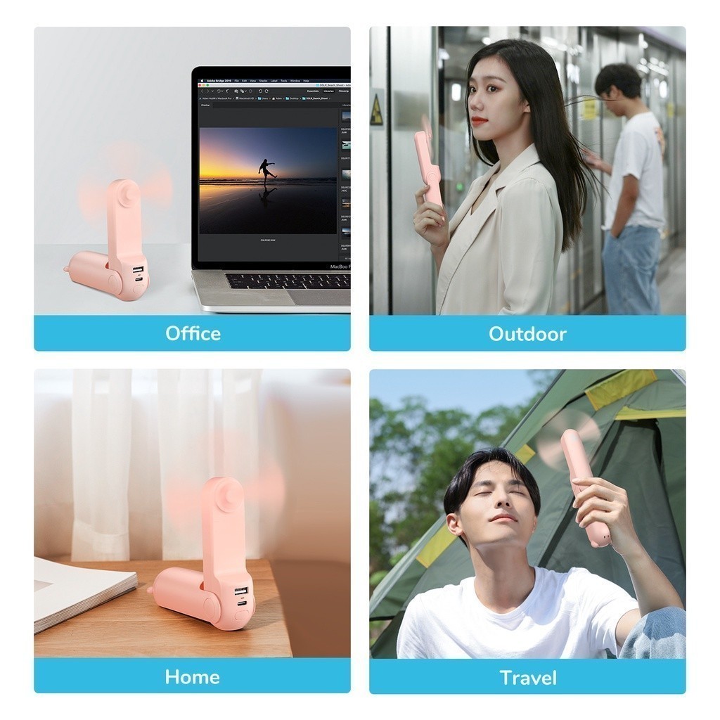 Ảnh Quạt Cầm Tay Mini 3 Trong 1 JISULIFE F8 2000mAh Tích Hợp Sạc Dự Phòng, Đèn Pin Siêu Sáng Chính Hãng - Bảo Hành 12 Tháng 3
