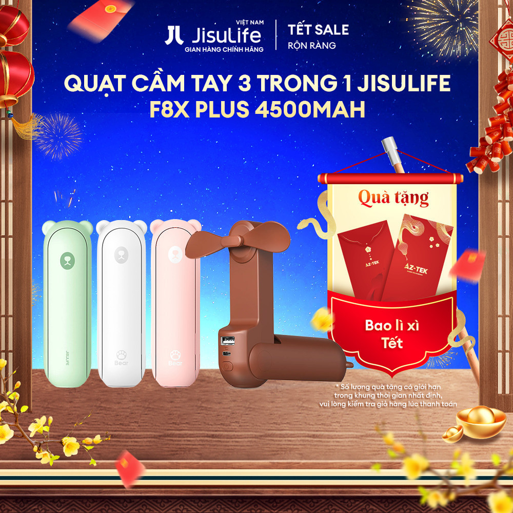 Ảnh Quạt Cầm Tay Gấp Gọn JISULIFE F8X 4500mAh | 3 Cấp Gió | Tích Hợp Sạc Dự Phòng Và  Đèn Pin | Bảo Hành Chính Hãng 12 Tháng 2