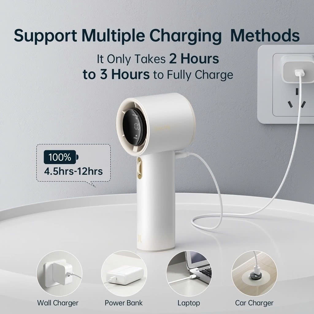 Ảnh Quạt Cầm Tay Cao Cấp JISULIFE FA53 Pro1/Pro1 S | Con Lăn 100 Cấp Gió - LED Hiển Thị Pin - Sử Dụng Đến 15H | Bảo Hành 12T 3
