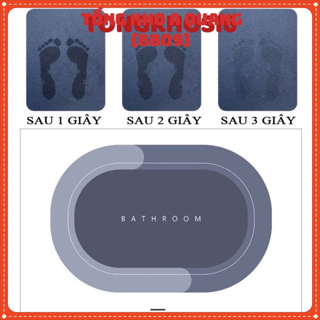 Thảm Lau Chân Silicon cao cấp Siêu Thấm Hút Nước (40x60cm) - Thảm Chùi Chân Đế Cao Su Chống Trơn Trượt