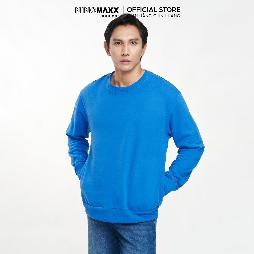 NINOMAXX Áo Hoodies Nam Tay Dài Cổ Tròn 2308005