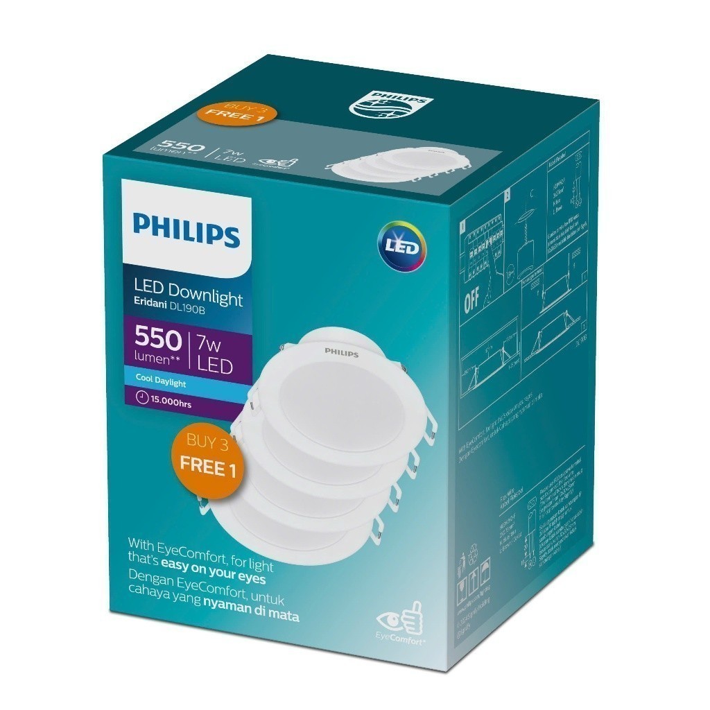 Ảnh Bộ 04 bóng đèn âm trần Philips LED Eridani hiệu suất ánh sáng cao - Công suất (7W, 10W), ánh sáng trắng 3
