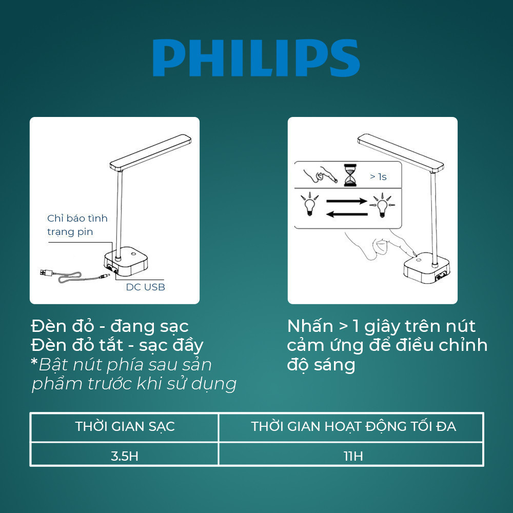 Ảnh Đèn bàn Philips bảo vệ mắt DSK212 Tilpa PT 5W 4000K -  Điều chỉnh độ sáng, êm dịu cho đôi mắt khỏe đẹp 3