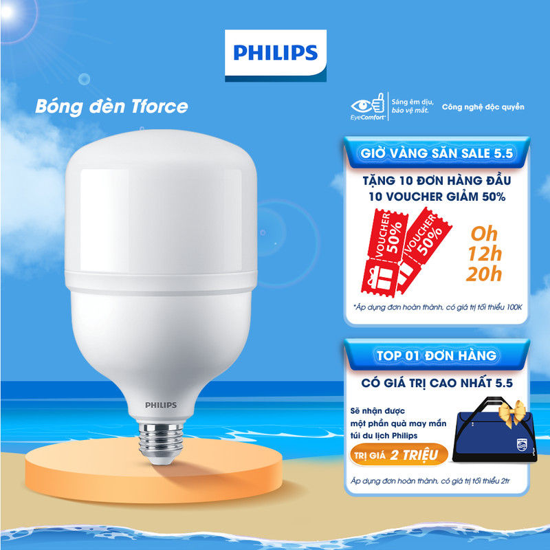 Ảnh Bóng đèn Philips trụ TForce siêu sáng (25W,35W,45W, 50W) - Ánh sáng trắng 6500K (01 bóng) 1