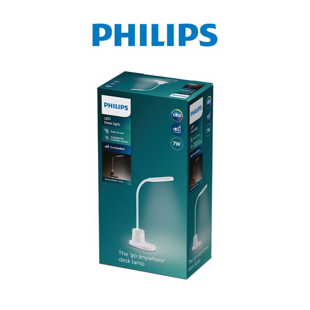 Ảnh Đèn bàn Philips bảo vệ mắt Bucket DSK214 7W - Điều chỉnh độ sáng, êm dịu cho đôi mắt khỏe đẹp 1