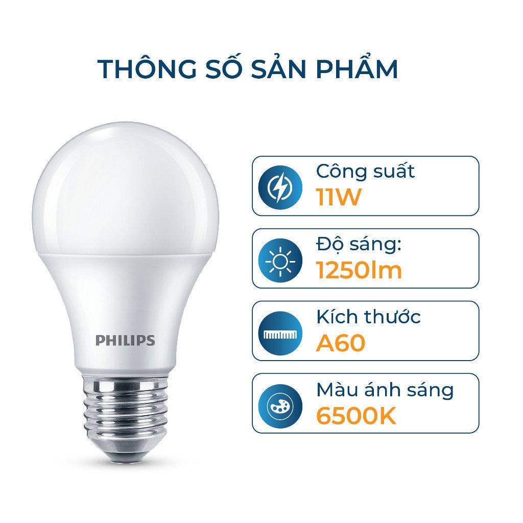 Ảnh Bộ 03 bóng Philips LED bulb Essential E27 11W ánh sáng trắng 6500K 1