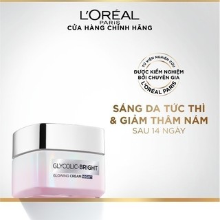 Combo hỗ trợ dưỡng sáng da mờ thâm nám L'oreal Paris Serum Glycolic melasyl 8% 30ml & Kem đêm Glycolic Bright 50ml