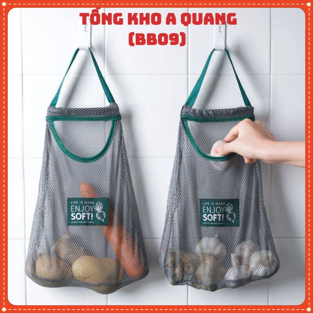 (COMBO 5) Túi Lưới Treo Tường Đựng Bảo Quản Tỏi, Hành, Gừng, Ớt - Giỏ Treo Đựng Rau, Củ, Quả Trong Nhà Bếp