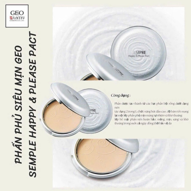 Phấn Phủ Siêu Mịn Hàn Quốc [Hàng Auth] - Geo Sempre Happy & Please Pact