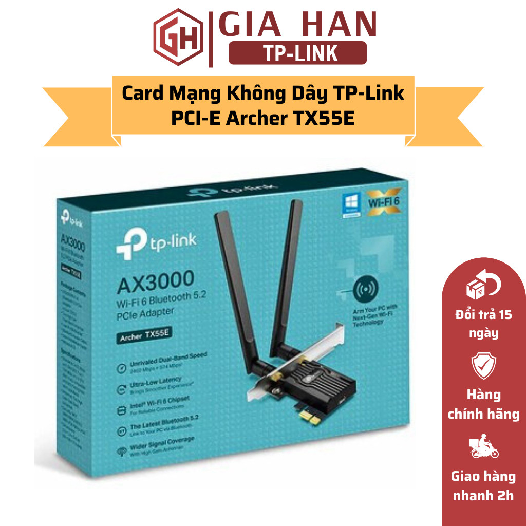 Bộ Chuyển Đổi Card WiFi PCIe TP-Link Archer TX55E Bluetooth 5.2 Wi-Fi 6 ...