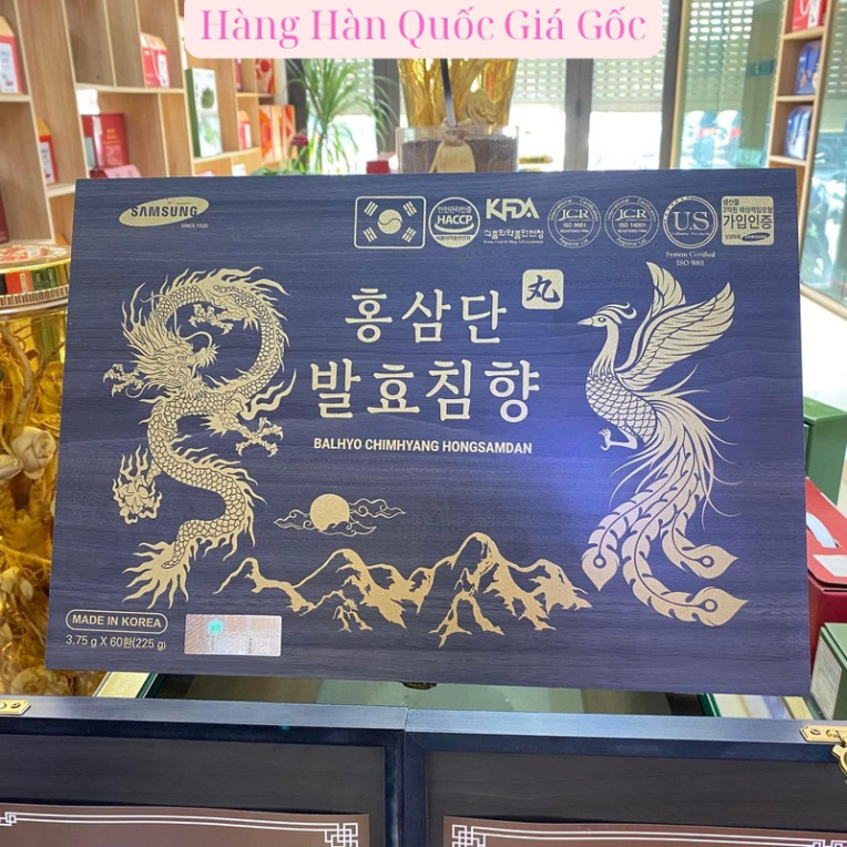 An Cung Hoàng Gia Trầm hương Hongsamdan hộp gỗ 60 viên Hàn Quốc