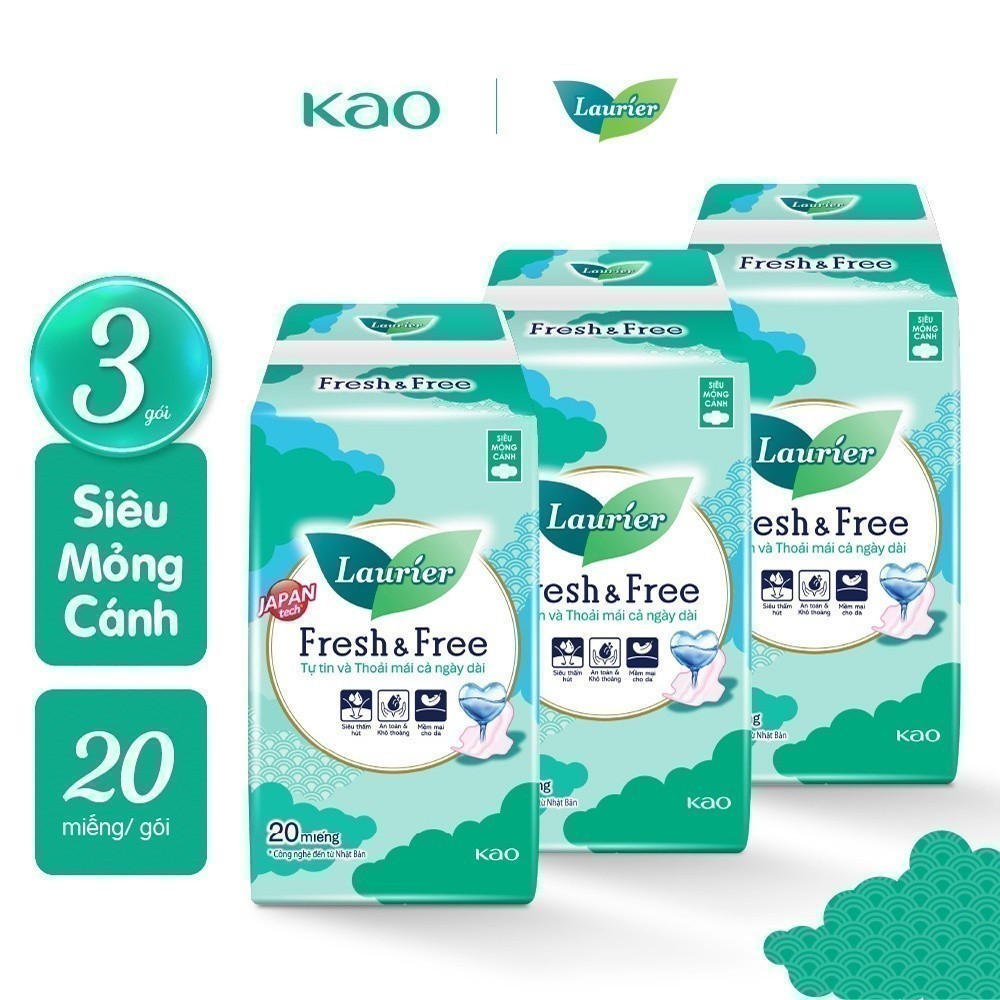Ảnh Combo 3 Băng vệ sinh Laurier Fresh & Free Siêu Mỏng 3