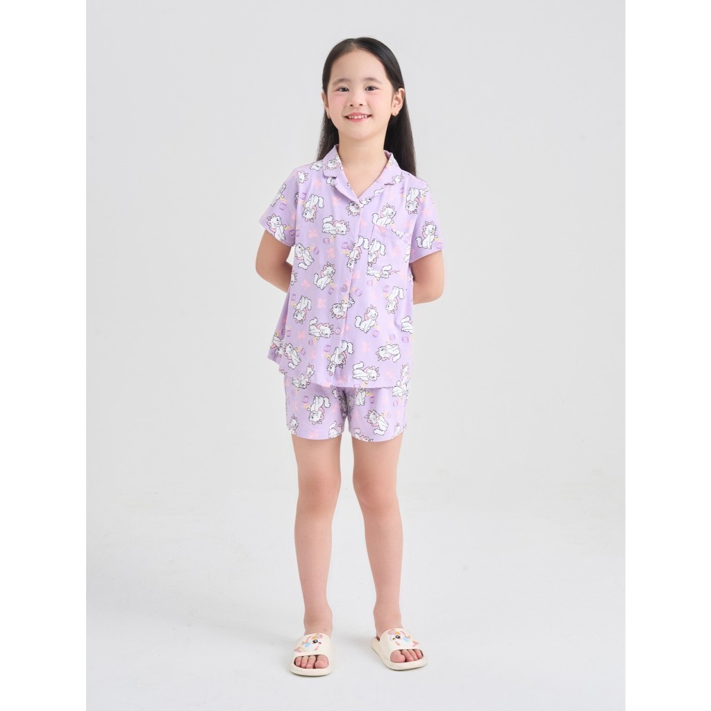 Bộ pyjama bé gái CANIFA áo cộc tay in hoạ tiết quần đùi 1LS25S012
