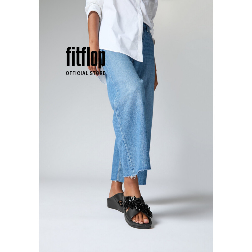 Dép Xăng Đan Nữ FitFlop Kim Loại RUMBA Starburst Chéo - Black - FOT - ID8-001