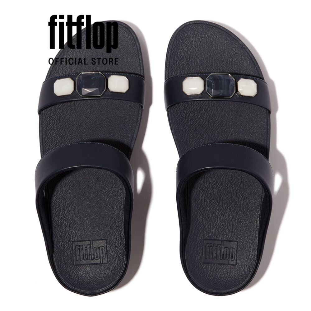 Dép Xăng Đan Nữ FitFlop Da FINO Đá Đa Màu - Navy - FOT - IU8-399