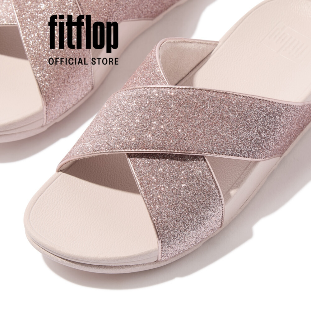 Dép Xăng Đan Nữ FitFlop LULU Lấp Lánh Chéo - Rose Gold - FOT - IK6-C53