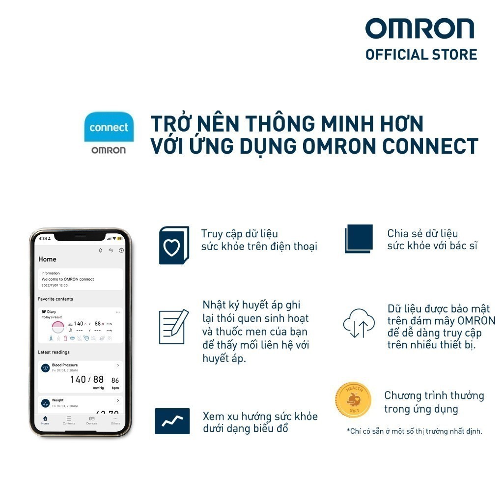 Ảnh Máy Đo Huyết Áp Bluetooth OMRON HEM-7141T1 - Kết nối điện thoại thông minh 3