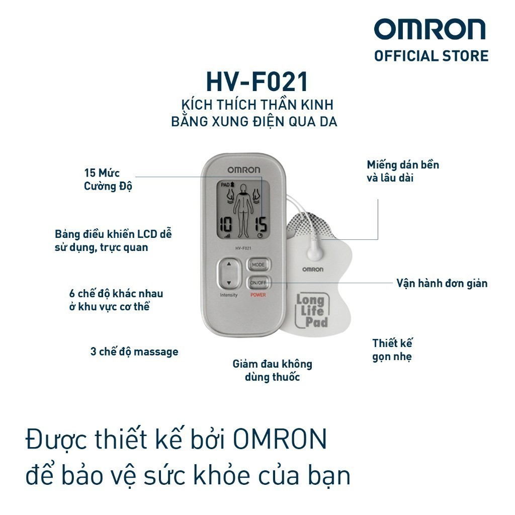 Ảnh Bộ Máy xung điện trị liệu HV-F021 và Miếng dán điện cực Omron 1