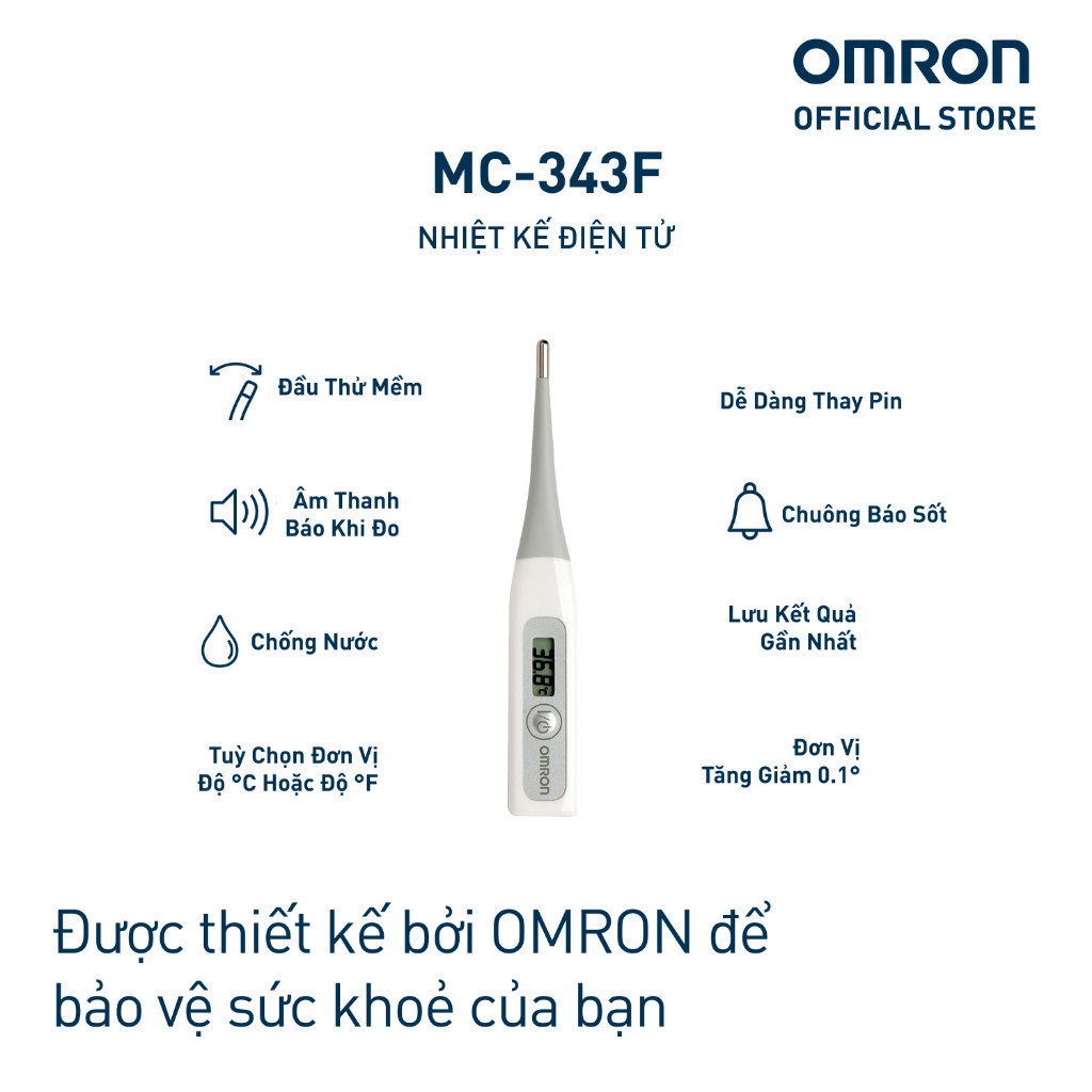 Ảnh Bảo hành 2 Năm - Nhiệt kế điện tử Omron MC-343F 1