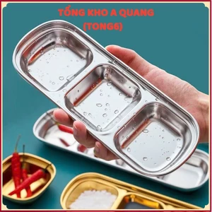 Khay đựng nước chấm inox 304 cao cấp, khay đựng gia vị 3 ngăn 4 ngăn siêu bền kháng khuẩn không gây ẩm mốc