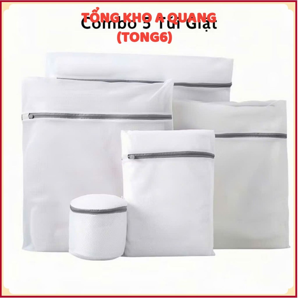 Combo 5 Túi Giặt Đủ Size Giặt Đồ Không Rối,Set 5 Túi Lưới Đựng Quần Áo Có Họa Tiết - TÚI GIẶT ĐỒ MÁY GIẶT BẢO VỆ QUẦN ÁO