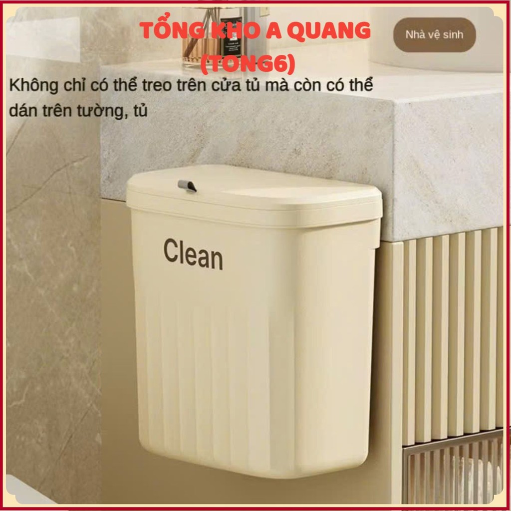 Thùng Rác Treo 12l Clean Design Hiện Đại,Thùng Đựng Rác Dán Tường Nắp Lật - THÙNG RÁC TREO TƯỜNG NHÀ VỆ SINH CÓ NẮP