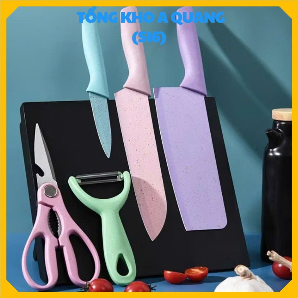 Bộ Dao Kéo 6 Chi Tiết Siêu Sắc Bén,Dụng Cụ Nhà Bếp Cao Cấp 6 Món Thiết Kế Tinh Xảo - BỘ DAO NHÀ BẾP LÚA MẠCH NHẬT BẢN
