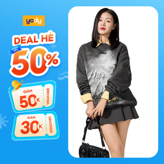 Áo thun nam nữ Sweater in tràn YODY trẻ trung, có phần bụi bặm trên nền vải dày dặn GUA7008