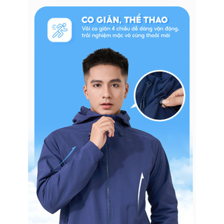 Áo khoác gió nam YODY trượt nước 2 lớp siêu co giãn năng động  AKM7015 MCWC25F044