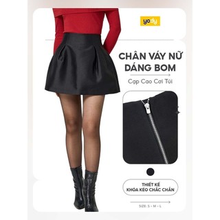 Chân Váy Nữ YODY Dáng Bom Cạp Cao Cơi Túi CVN7179