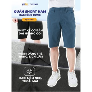 Quần sooc nam súp sườn YODY ống đứng trẻ trung vải kaki dáng lửng ngang gối QSM5019