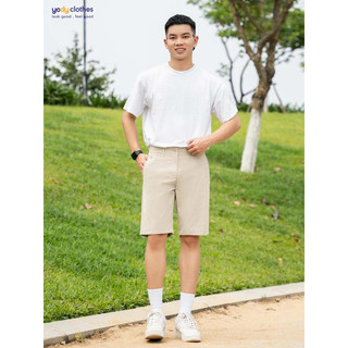Quần sooc nam súp sườn YODY ống đứng trẻ trung vải kaki dáng lửng ngang gối QSM5019