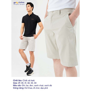 Quần sooc nam súp sườn YODY ống đứng trẻ trung vải kaki dáng lửng ngang gối QSM5019