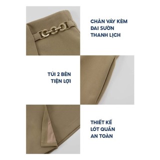 Chân váy nữ YODY lót quần kèm đai sườn CVN7177