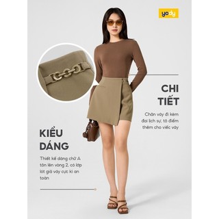 Chân váy nữ YODY lót quần kèm đai sườn CVN7177