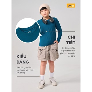 Áo giữ nhiệt cho bé 10-15 tuổi YODY cổ tròn vải bambo mềm mại, thông thoáng, co giãn thoải mái TCLT25F057