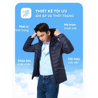 Áo phao nam YODY phối nỉ 4S pro Siêu ấm Siêu nhẹ Siêu gọn Siêu Thoải mái PHM7005
