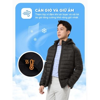 Áo phao nam YODY phối nỉ 4S pro Siêu ấm Siêu nhẹ Siêu gọn Siêu Thoải mái PHM7005