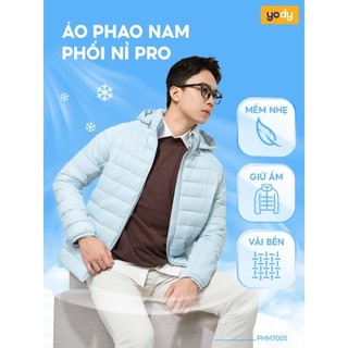 Áo phao nam YODY phối nỉ 4S pro Siêu ấm Siêu nhẹ Siêu gọn Siêu Thoải mái PHM7005