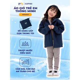 Áo khoác gió trẻ em trượt nước thông minh YODY chất liệu vải gió gấp gọn AKK5021