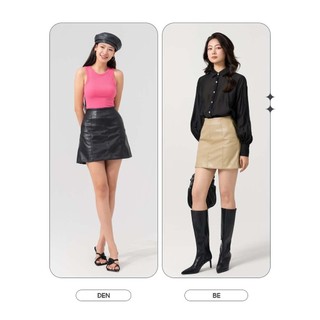[SALE OFF] Chân váy da nữ YODY dáng chữ A 8 mảnh CVN7175